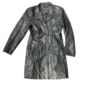 Vintage Black Leather Jacket Made in Italy, Size‎ Small *Flaw*